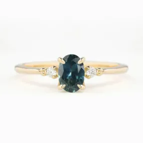 Estel Ring 6.5mm  Oval Teal Blue Montana Sapphire 14K Yellow Gold