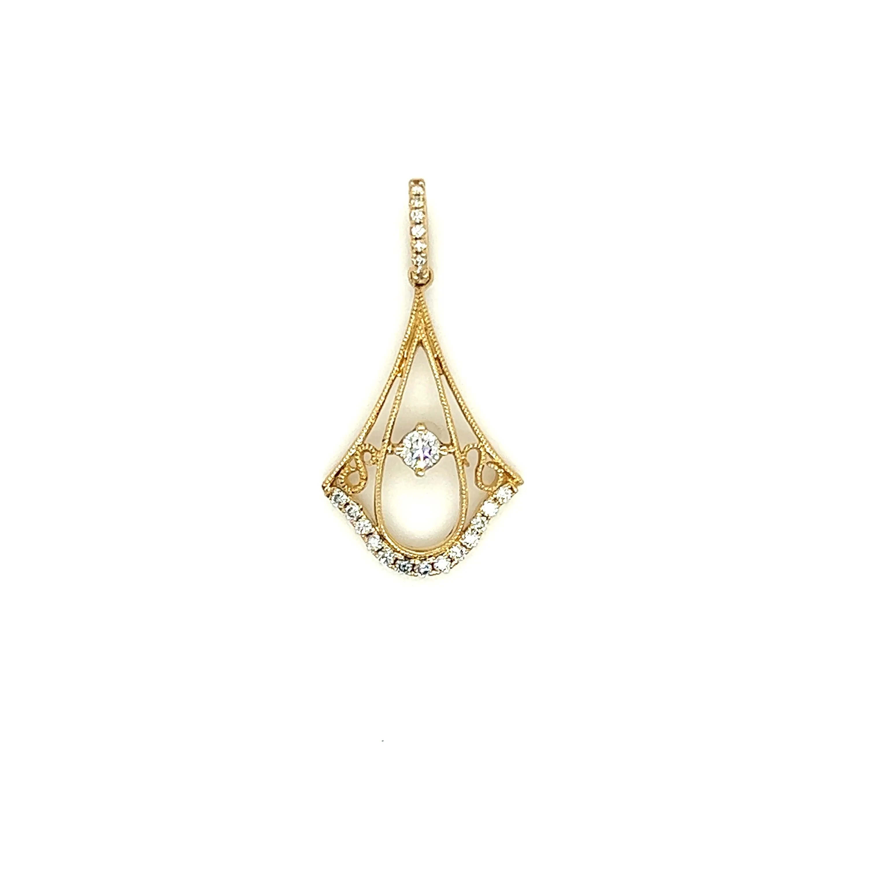 Fancy Pendulum Drop Pendant with 0.35ctw of Diamonds in 14K Yellow Gold