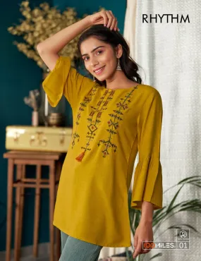 Fancy Rhythm Wear Rayon Designer Kurti Collection