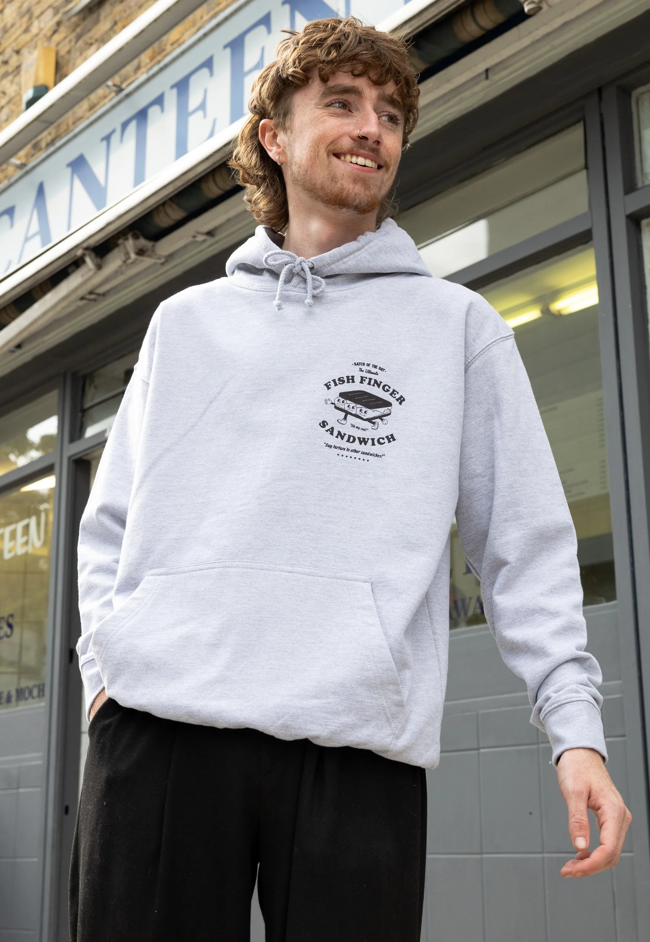 Fish Finger Sandwich Hoodie In Grey