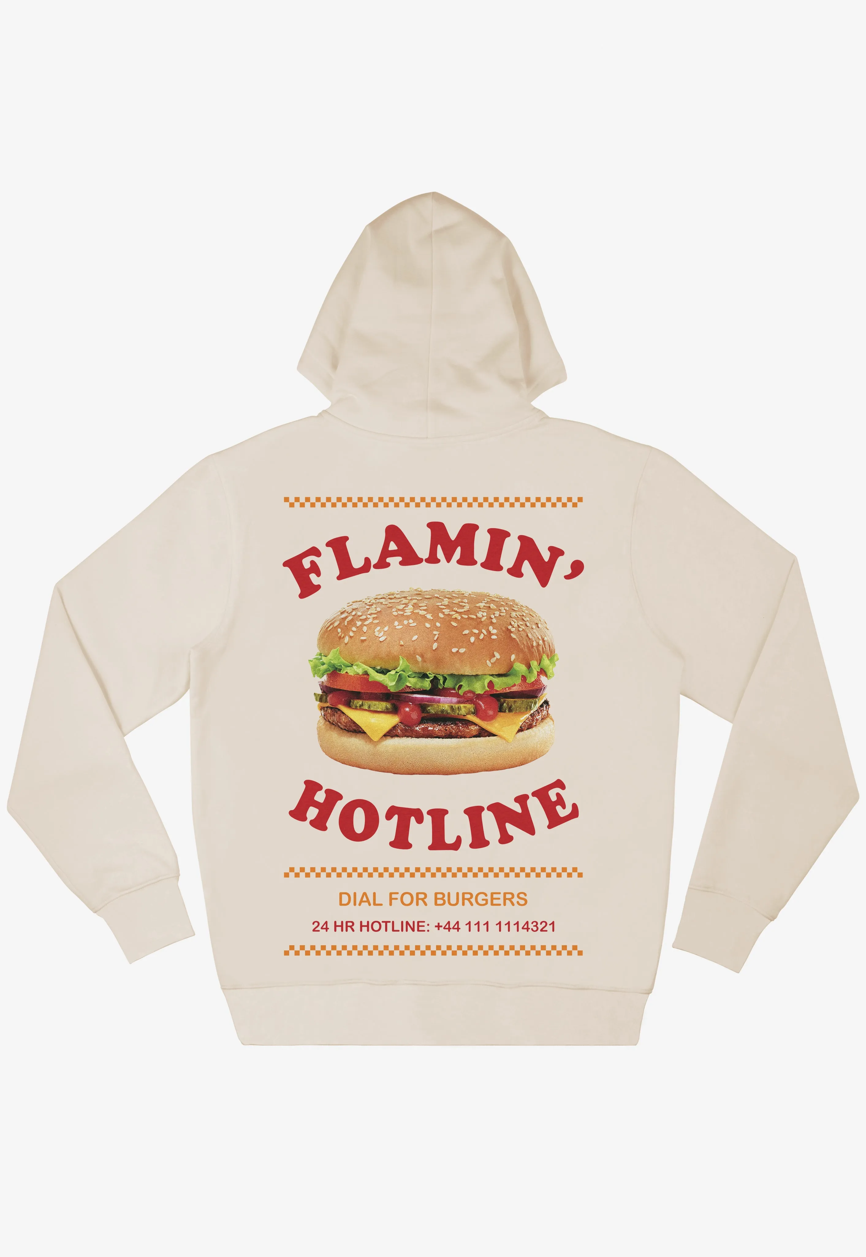 Flamin’ Hotline Burger Hoodie in Vanilla