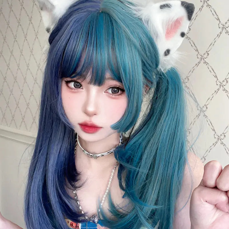 Harajuku Half Blue and Half Teal Wig ON1468