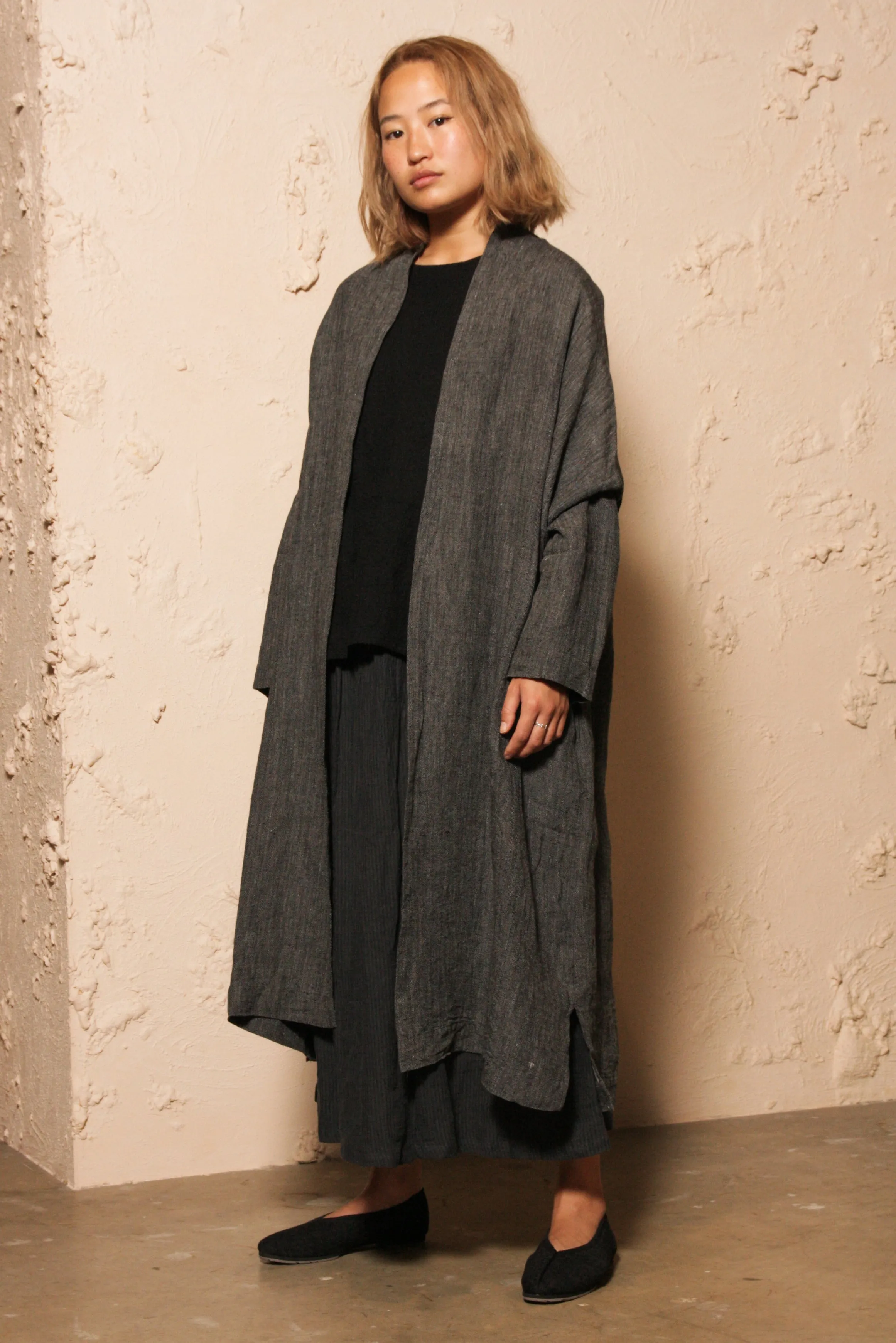 Herringbone Long Cardigan Black