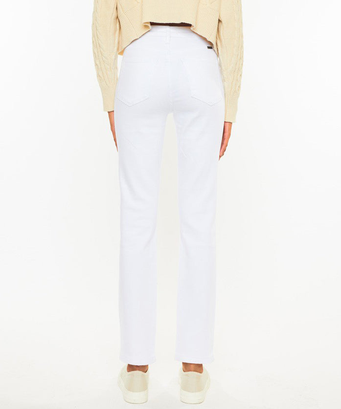 High Rise Slim Straight Jeans - White