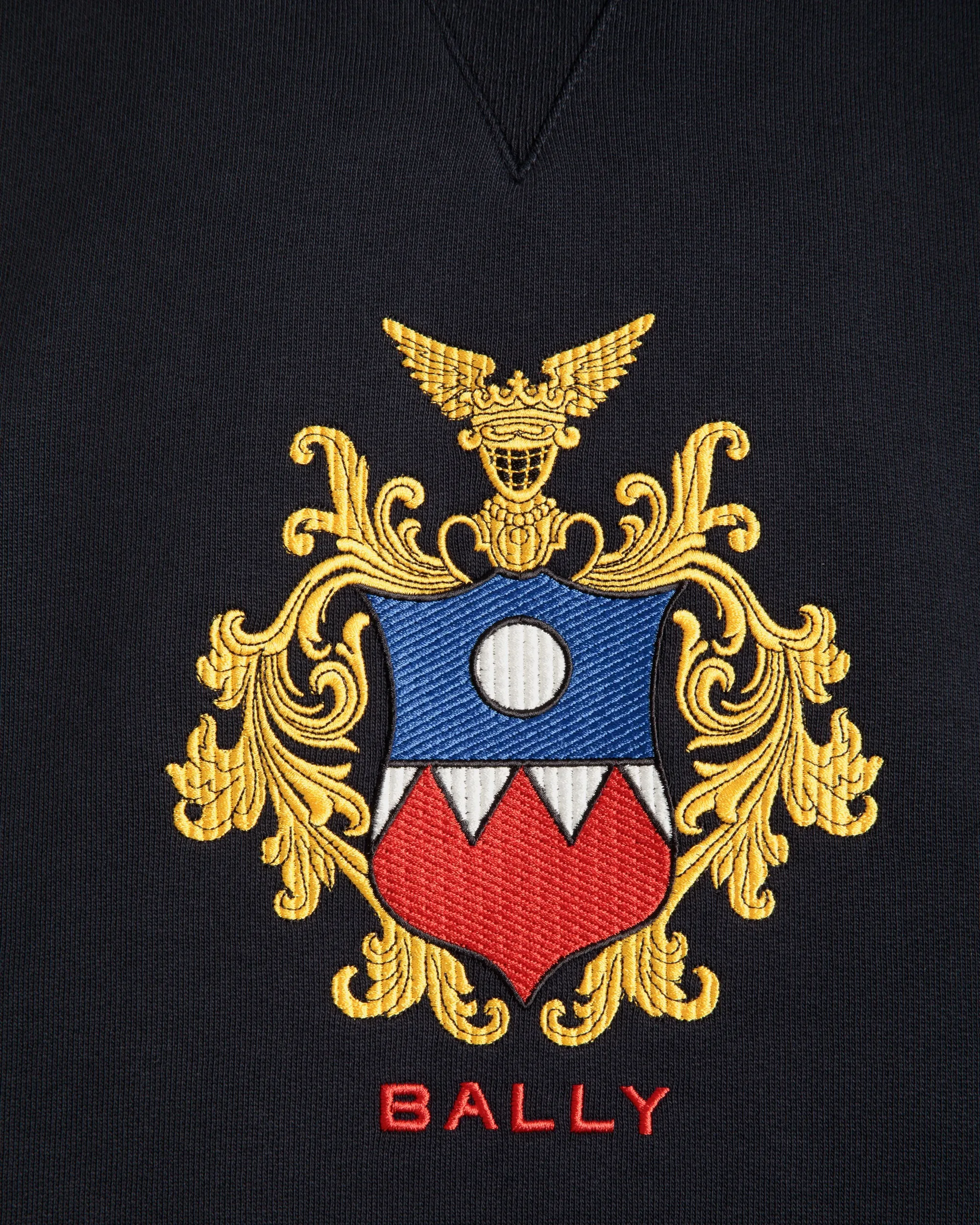 Hoodie With Bally Crest Logo In Navy Blue Cotton