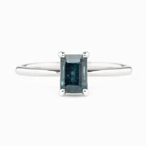 Jane Ring 1.12ct Deep Teal Blue Montana Sapphire, 14k White Gold (One of a kind)