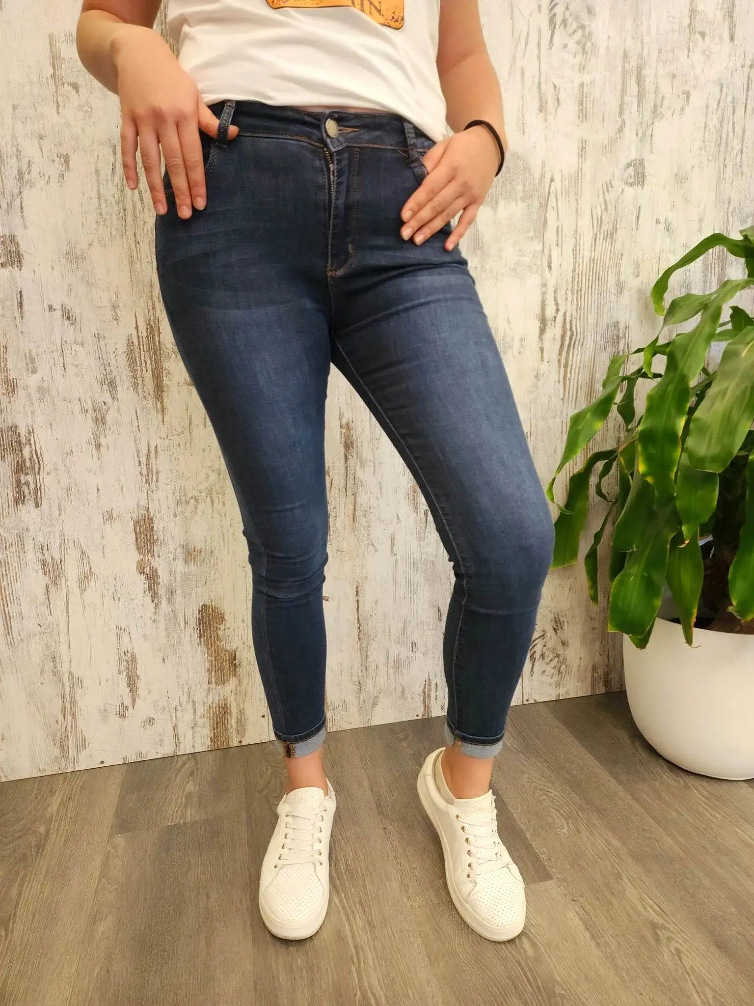 Josie Stretch High Rise Denim Jeans - Dark Blue