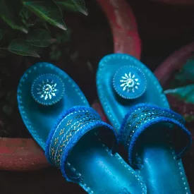 Kaisori Kutch handcrafted Teal Blue slippers