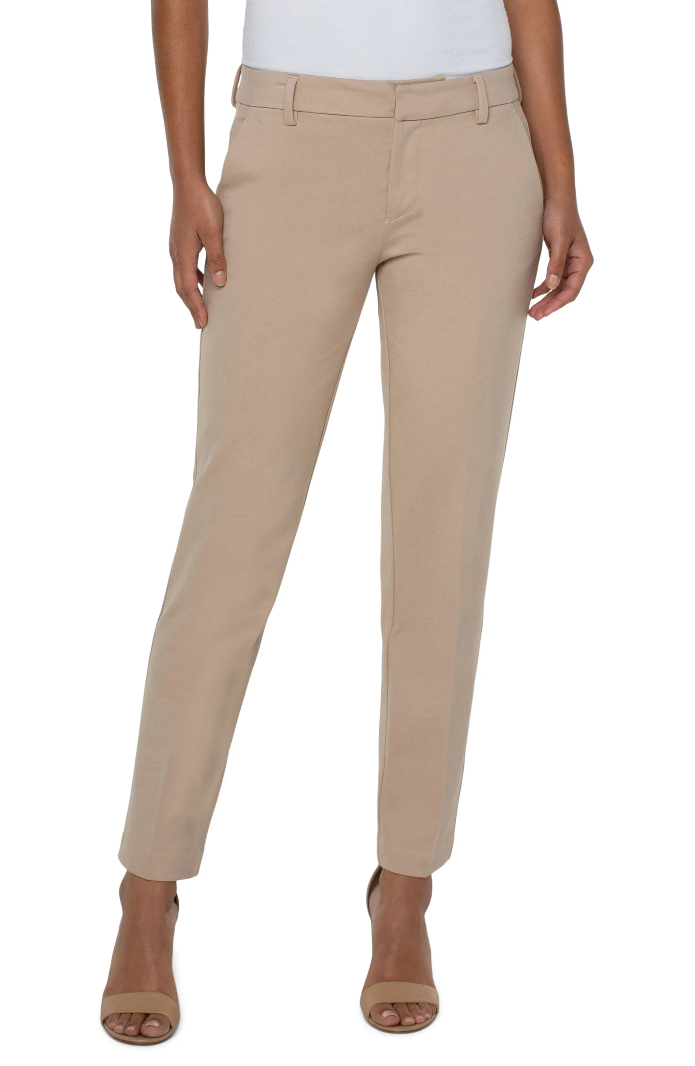 LIVERPOOL KELSEY KNIT TROUSER SUPER STRETCH PONTE - BISCUIT TAN