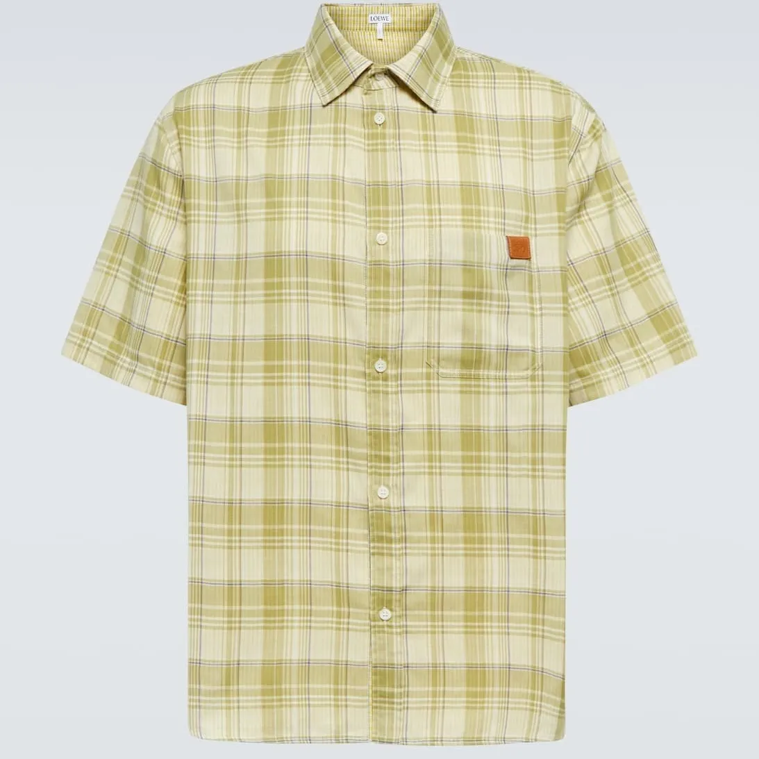 LOEWE  |Gingham Unisex Street Style Leather Cotton Short Sleeves