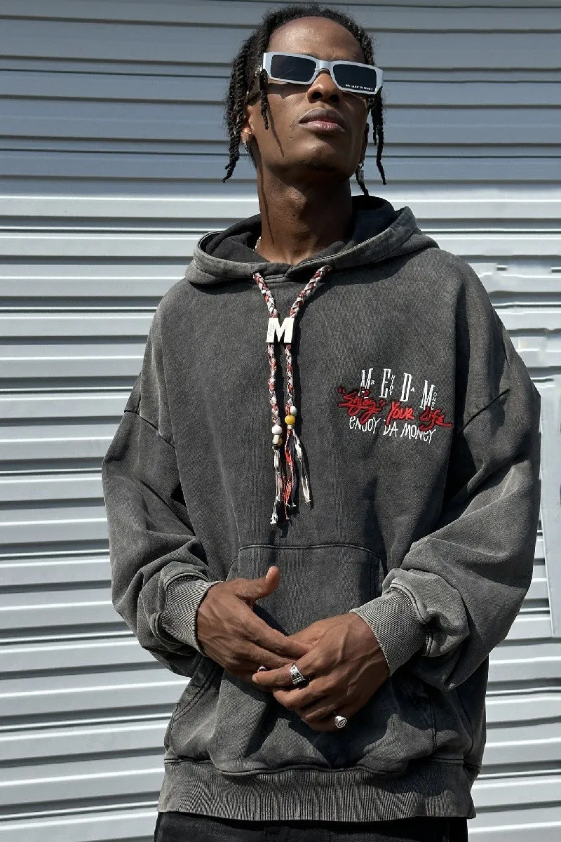 Logo Embroidered Washed Hoodie