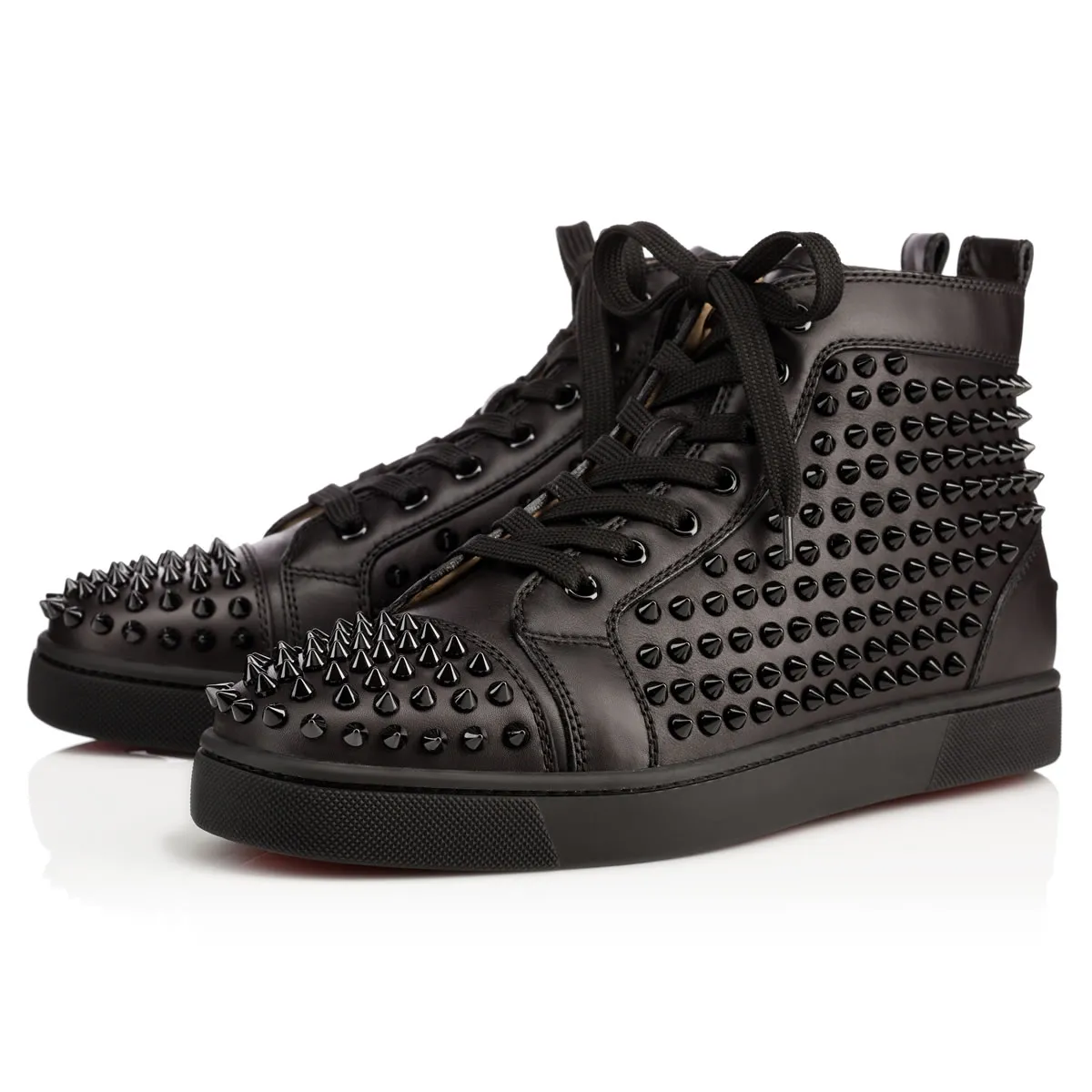 Louis Spikes Sneakers - Calf leather and spikes - Black - Men