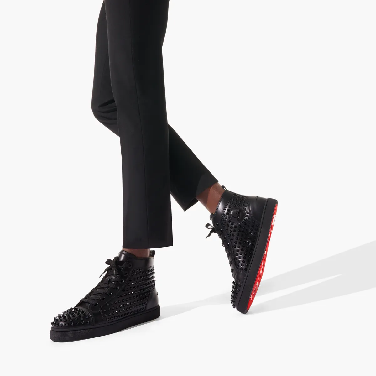 Louis Spikes Sneakers - Calf leather and spikes - Black - Men