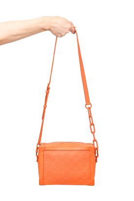 Louis Vuitton Orange Embossed Leather Soft Trunk Crossbody Bag