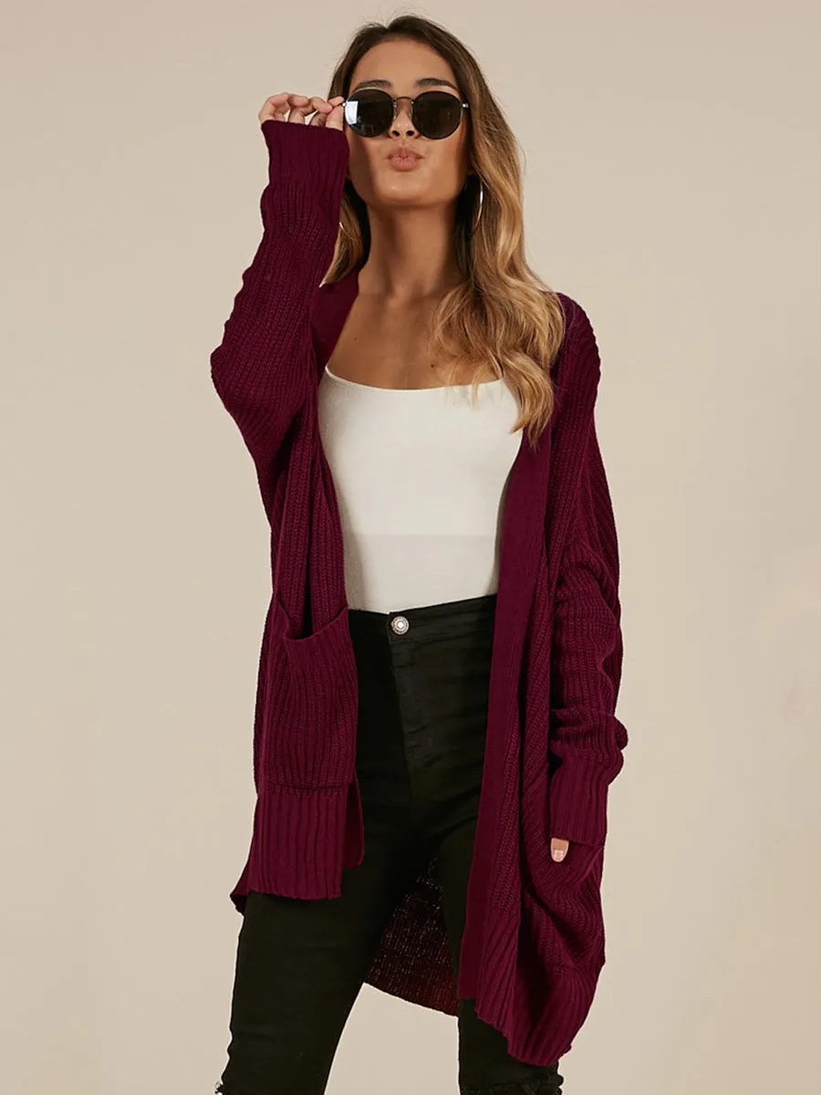 Manteau en Tricot Cardigan avec Poches