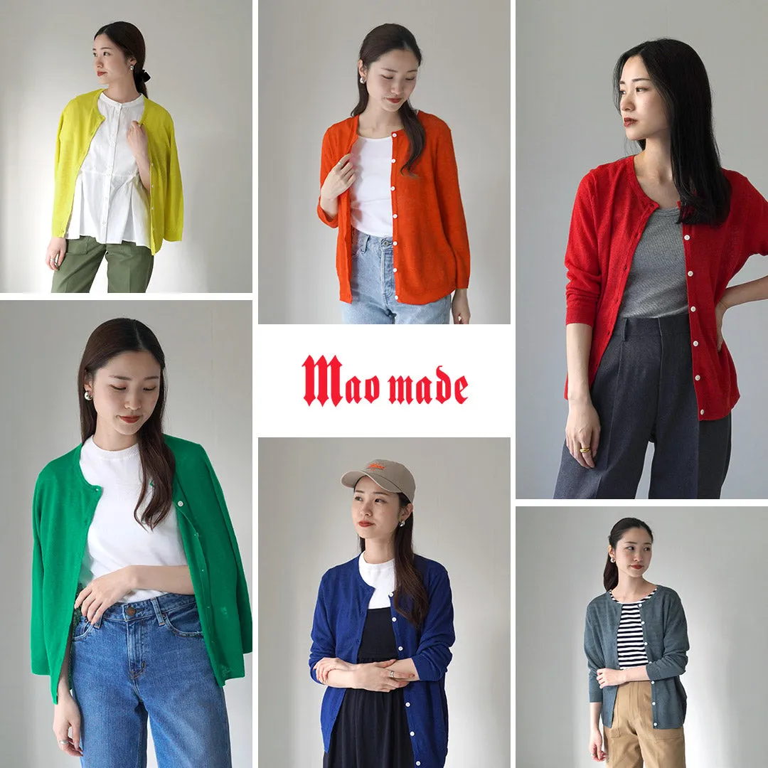 MAO MADE（マオメイド） リネン UVカット カーディガン / レディース 長袖 薄手 ニット UVカット加工 日焼け対策 UV Linen C/N Cardigan