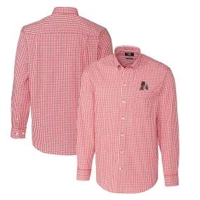 Men's Cutter & Buck Cardinal Arkansas Razorbacks Easy Care Stretch Gingham Big & Tall Long Sleeve Button-Down Shirt