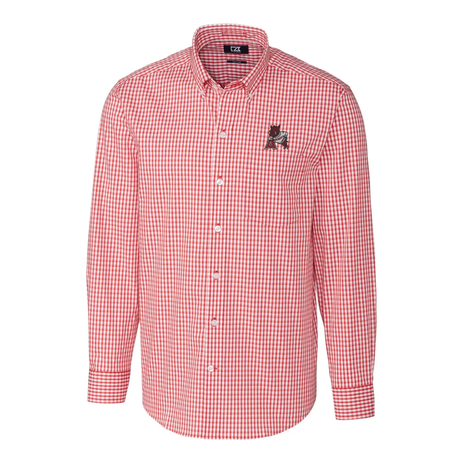 Men's Cutter & Buck Cardinal Arkansas Razorbacks Easy Care Stretch Gingham Big & Tall Long Sleeve Button-Down Shirt