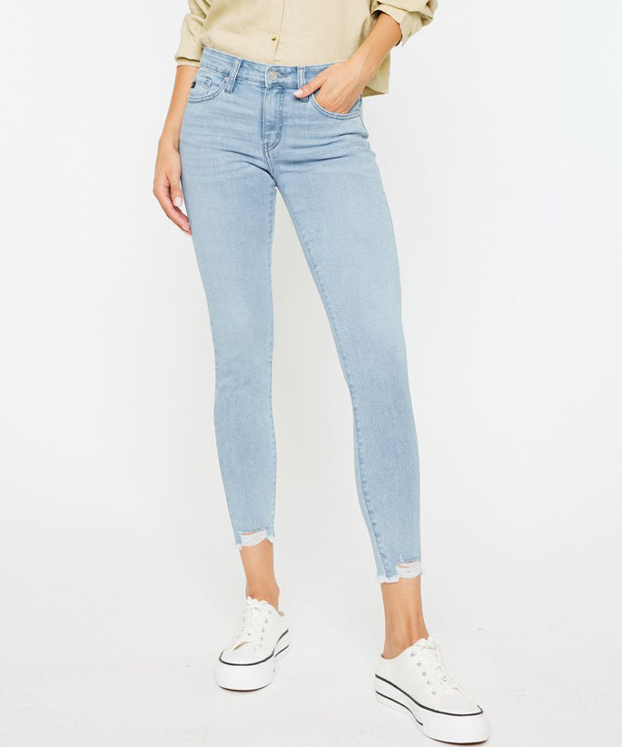 Mid Rise Ankle Skinny Jeans - Light Wash