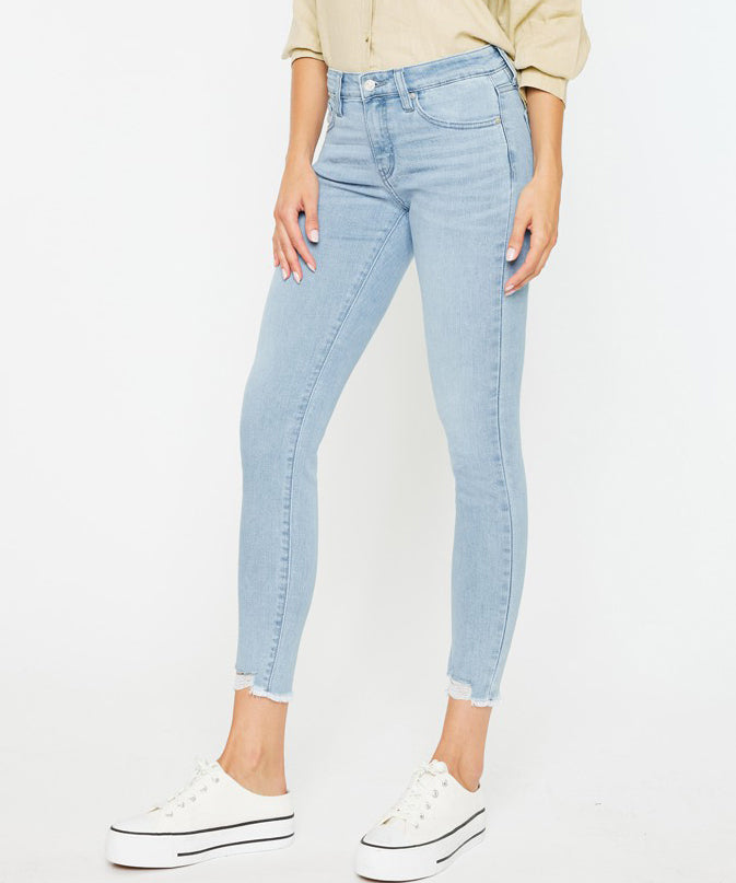 Mid Rise Ankle Skinny Jeans - Light Wash