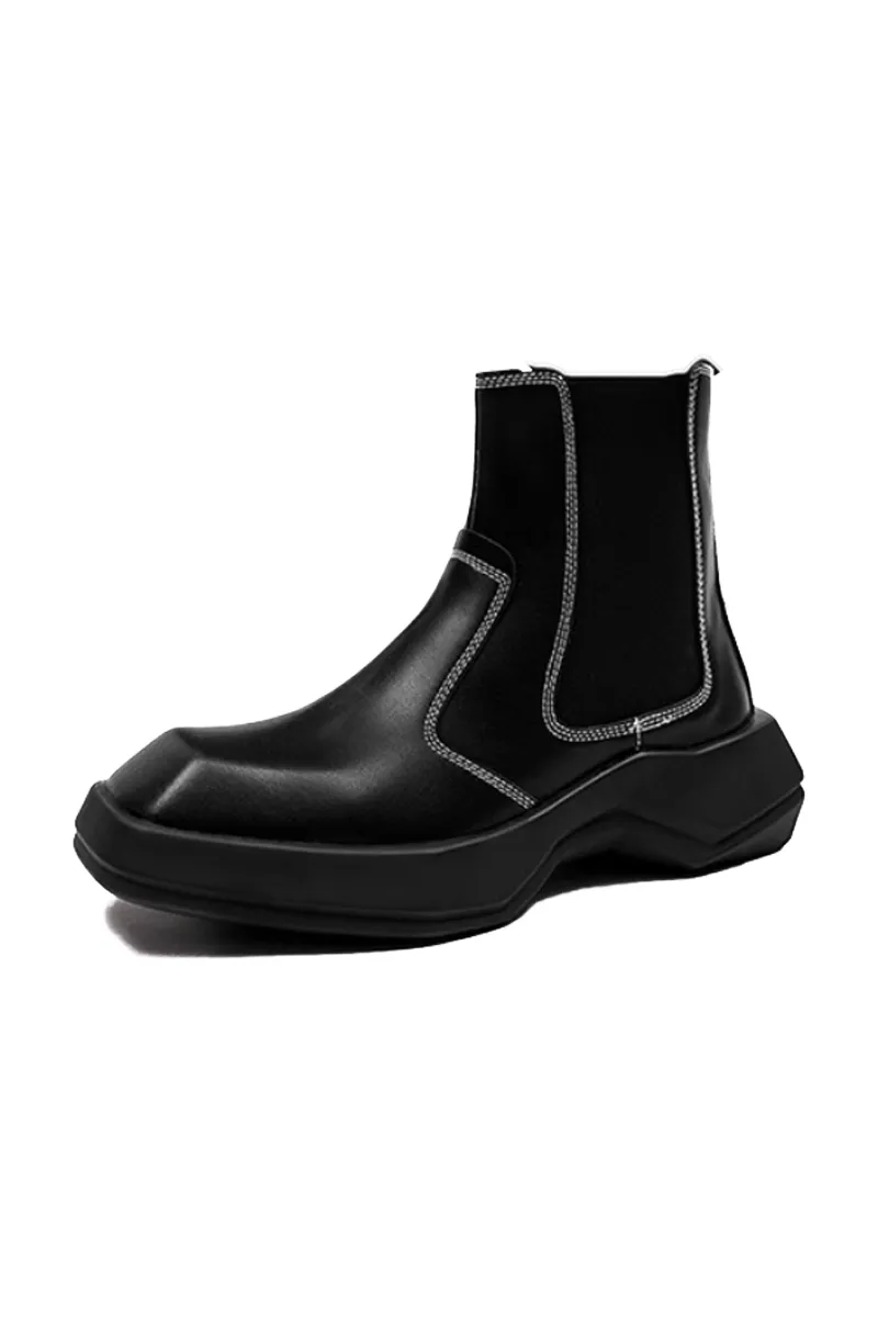 Modern Contrast Stitched Chelsea Boots