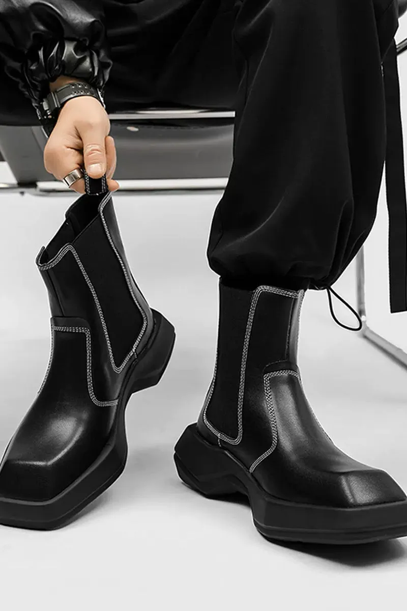 Modern Contrast Stitched Chelsea Boots