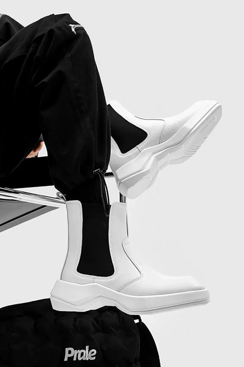 Modern Contrast Stitched Chelsea Boots