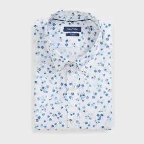 Nautica Men's Big & Tall Floral Print Short Sleeve Shirt Bright White