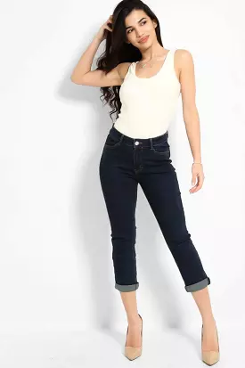 Navy Mid-Rise Super Skinny Cropped Jeans