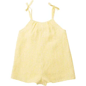 Nellie Quats Hide And Seek Check Linen A-Line Playsuit, Lemon