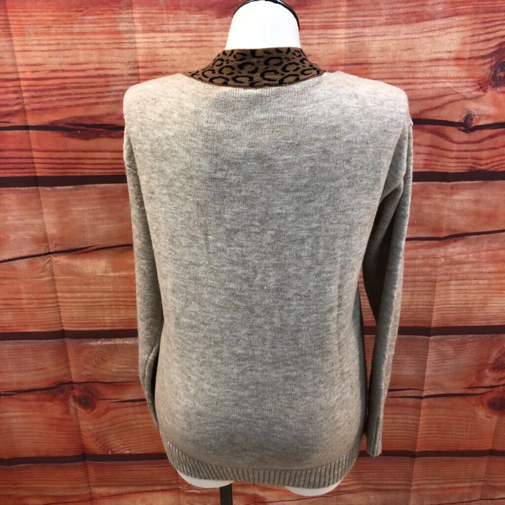 NWT MADE WITH LOVE TAN ANIMAL TRIMMED CARDIGAN SIZE XXL TCC