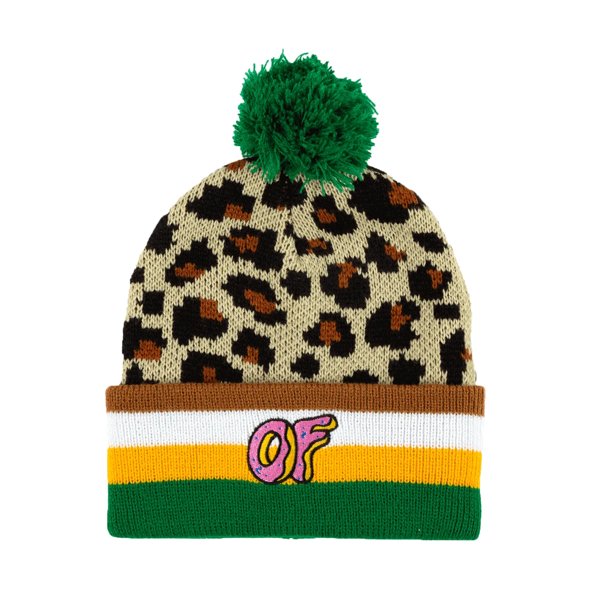 OF Leopard Pom Pom Beanie