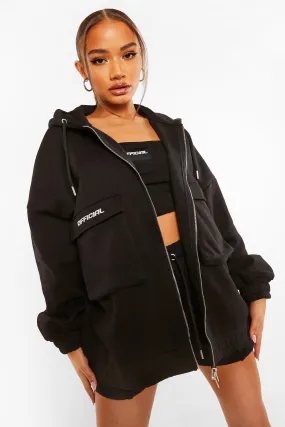 Official Utility Zip Through Oversized Hoodie