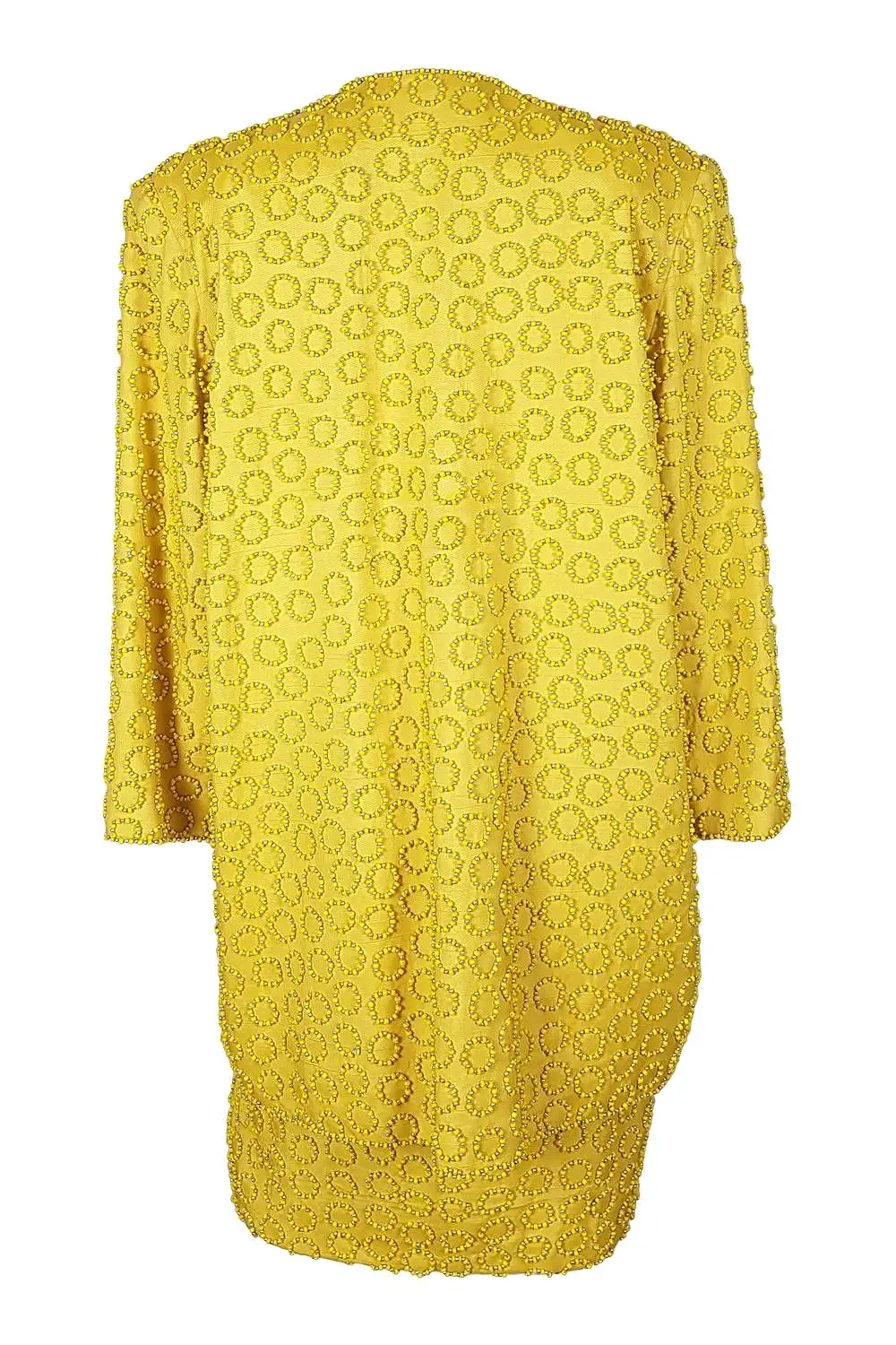 OLEG CASSINI Vintage Canary Yellow Silk Dress Jacket Suit Set (S)