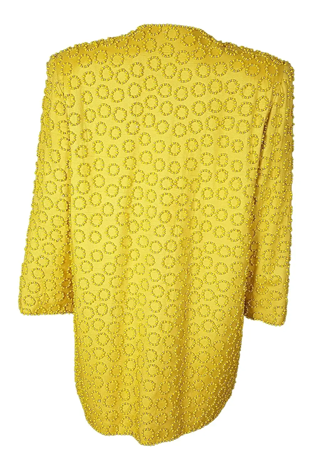 OLEG CASSINI Vintage Canary Yellow Silk Dress Jacket Suit Set (S)