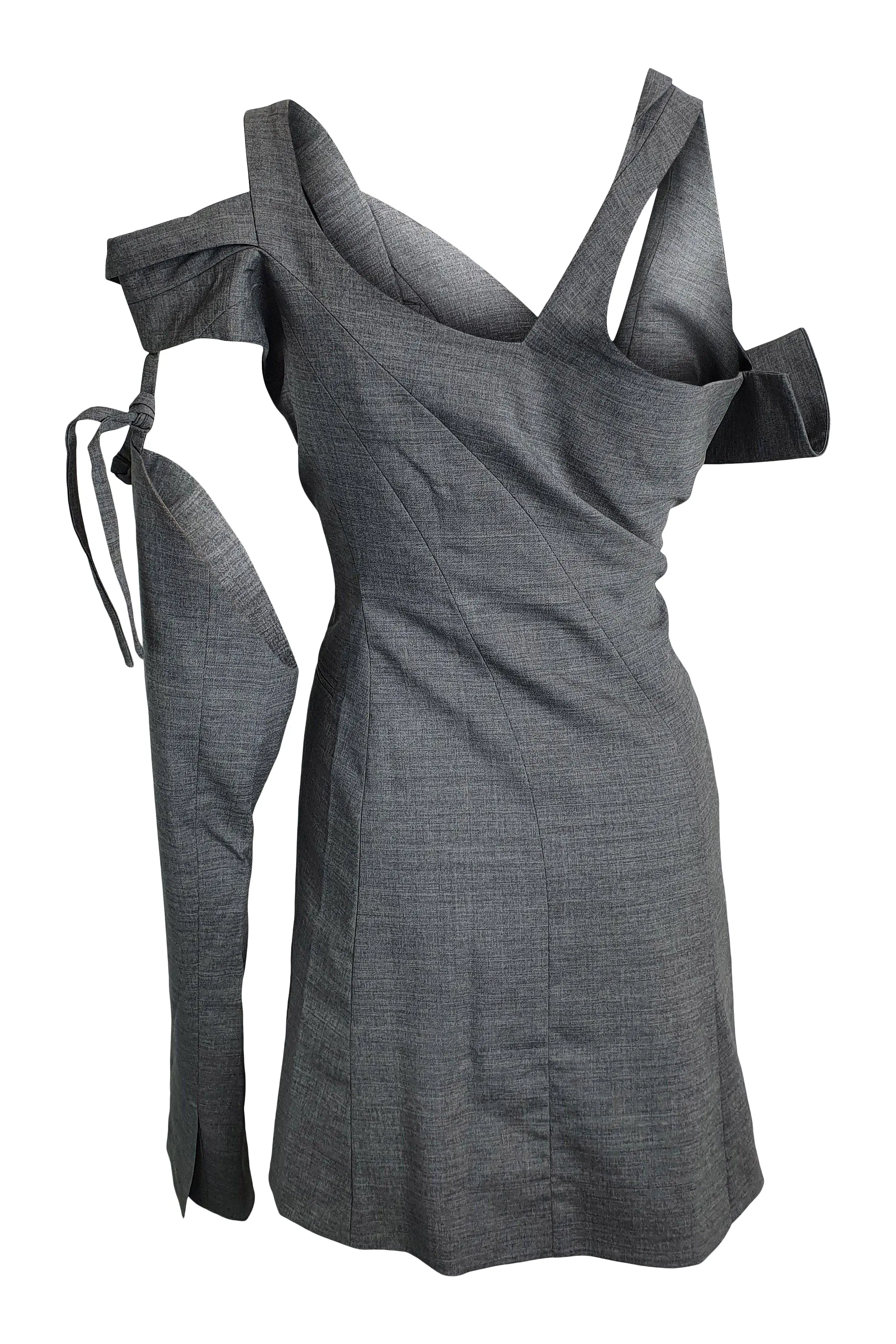 OTTOLINGER Grey Deconstructed Wool Suiting Mini Dress (FR 32 | UK 4 | US 0)