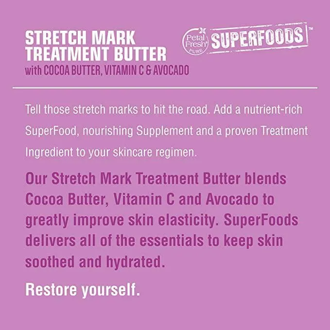 Petal Fresh Super Foods Stretch Out Cocoa Butter, Vitamin E, Avocado Stretch Mark Treatment Butter, 7oz