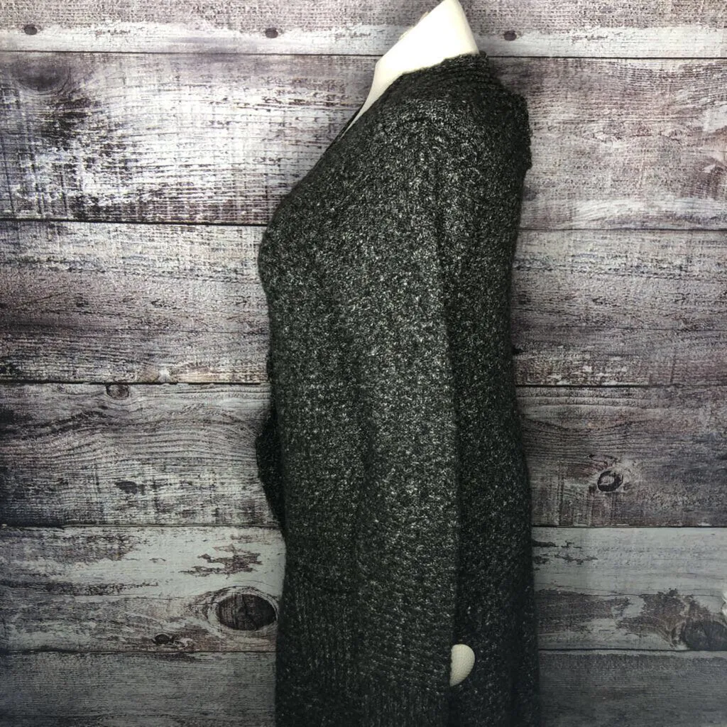 PEVTON JENSEN GREY WHITE LONG KNIT OPEN CARDIGAN SIZE LARGE TCC