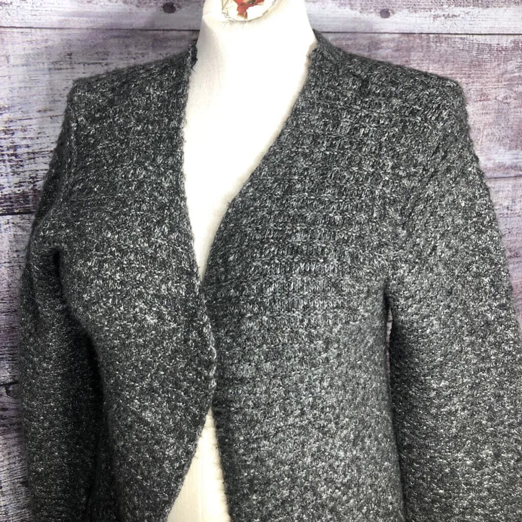 PEVTON JENSEN GREY WHITE LONG KNIT OPEN CARDIGAN SIZE LARGE TCC