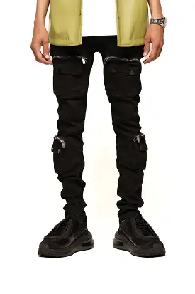 PHEELINGS TIME DON'T WAIT CARGO SKINNY DENIM (JET BLACK)