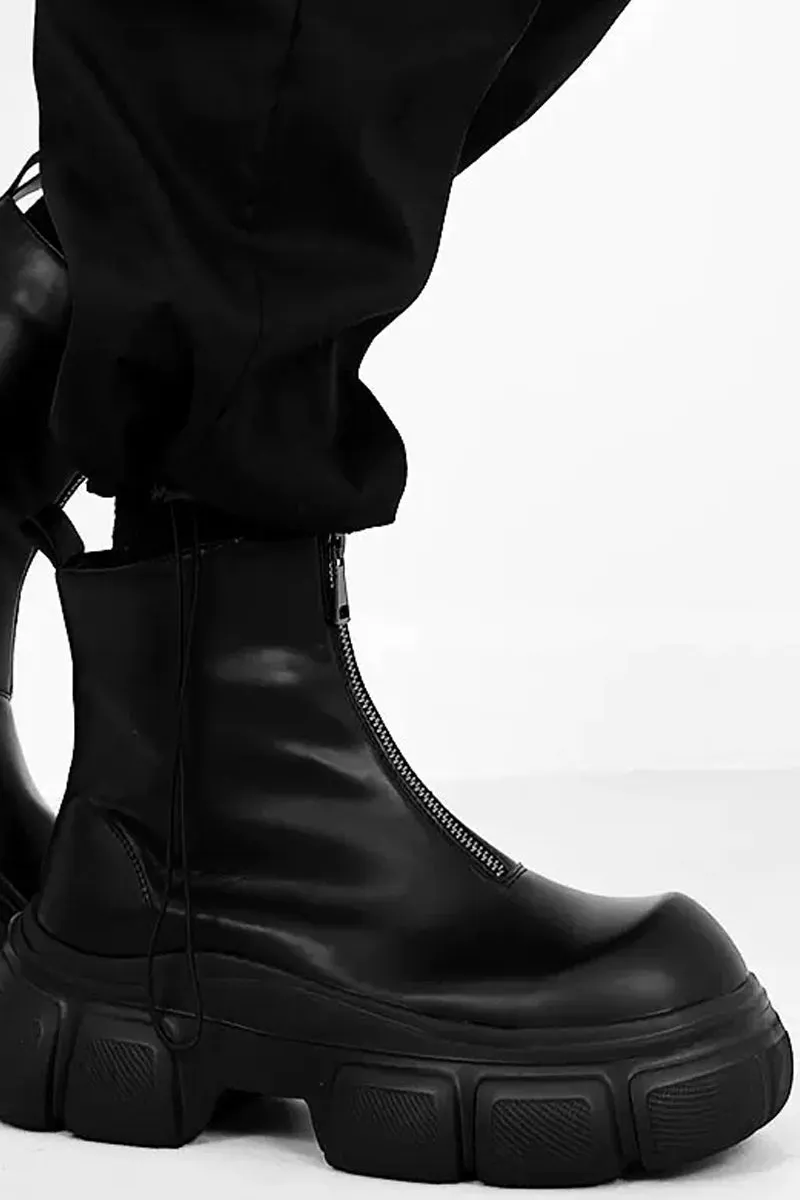 Platform Leather Chelsea Boots