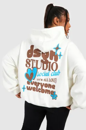 Plus Dsgn Heart Back Print Hoodie