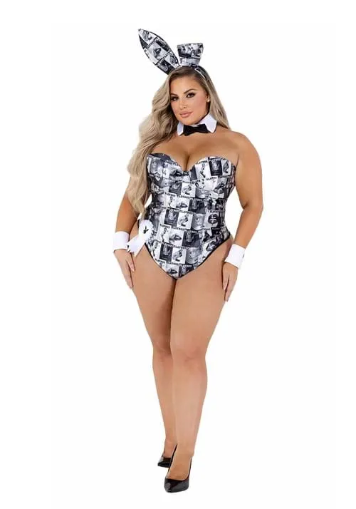 Plus Size Playboy Bunny Cover Girl Costume for  Women