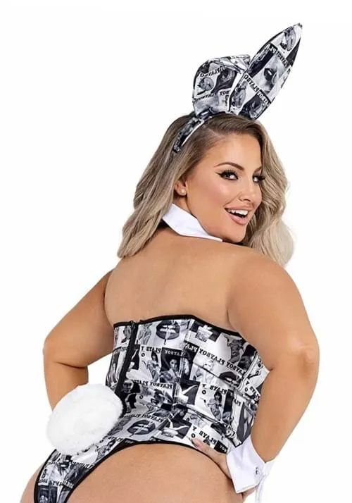 Plus Size Playboy Bunny Cover Girl Costume for  Women