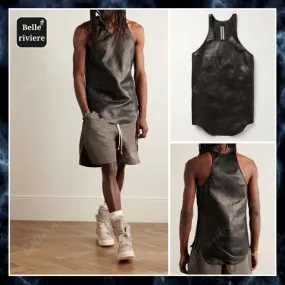 RICK OWENS  |Unisex Street Style Plain Leather Oversized Designers Tanks