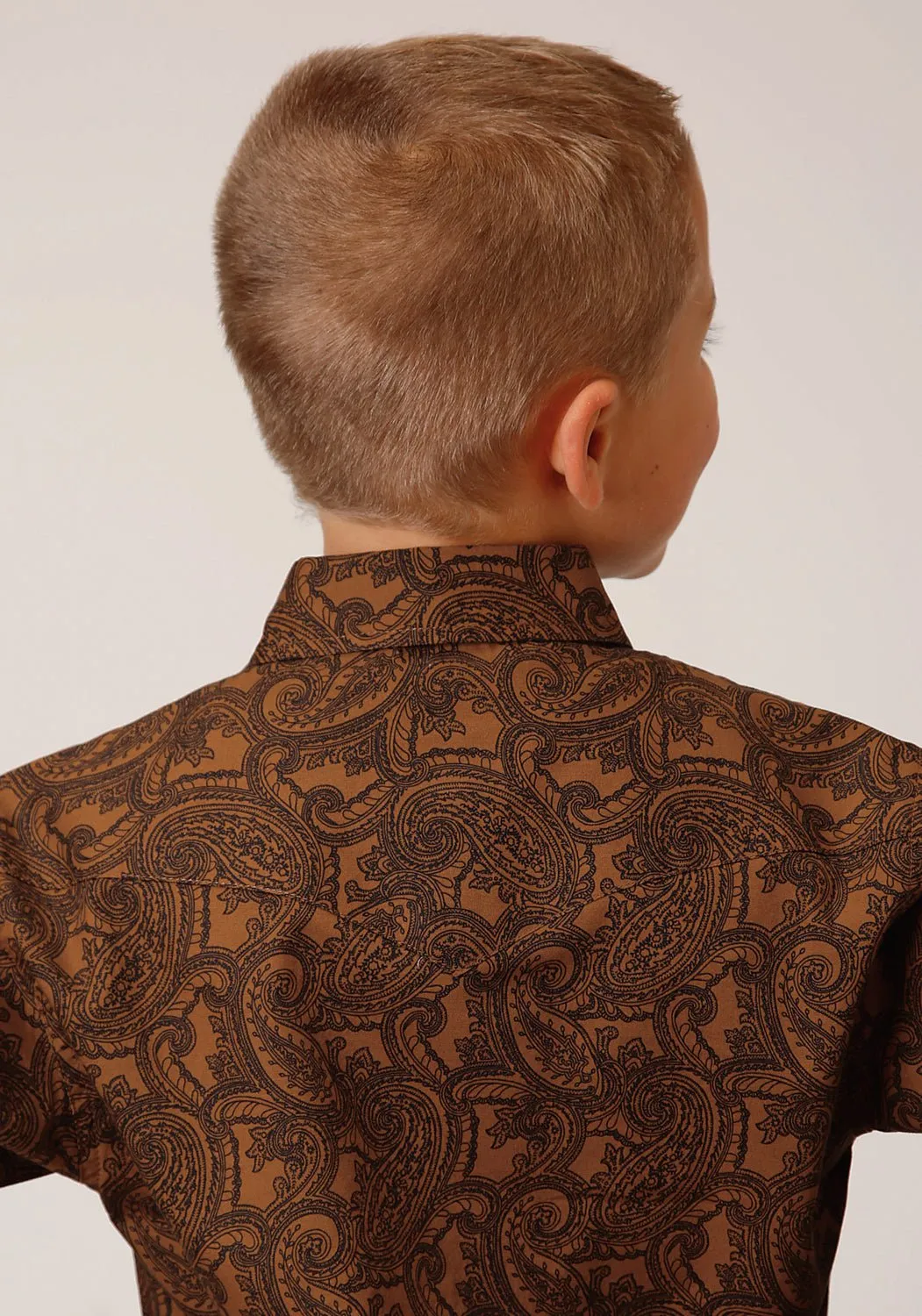 Roper Boys Vintage Paisley Brown 100% Cotton L/S Shirt