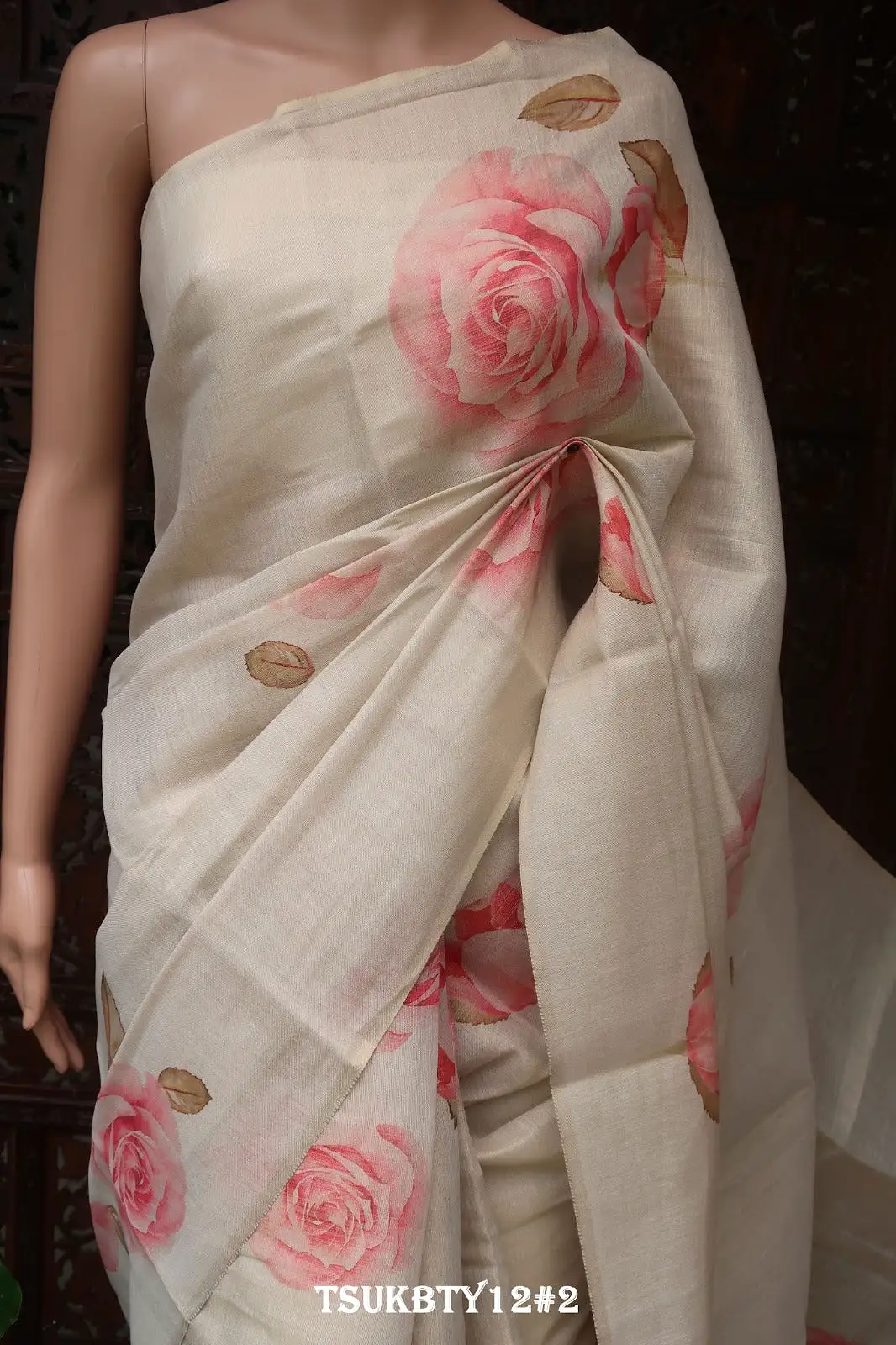 Rosanna, Off White  Tissue Blended Semi Tusser Finish Saree with  Full Body Multi Color Floral Design (Without Blouse)-KIA001TSD