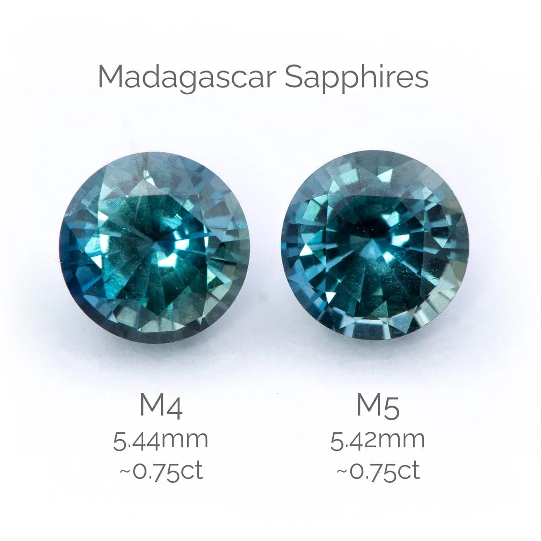 Round Teal Blue 5.4mm/0.74ct Madagascar Sapphire M4 / M5 Untreated Loose Gemstone