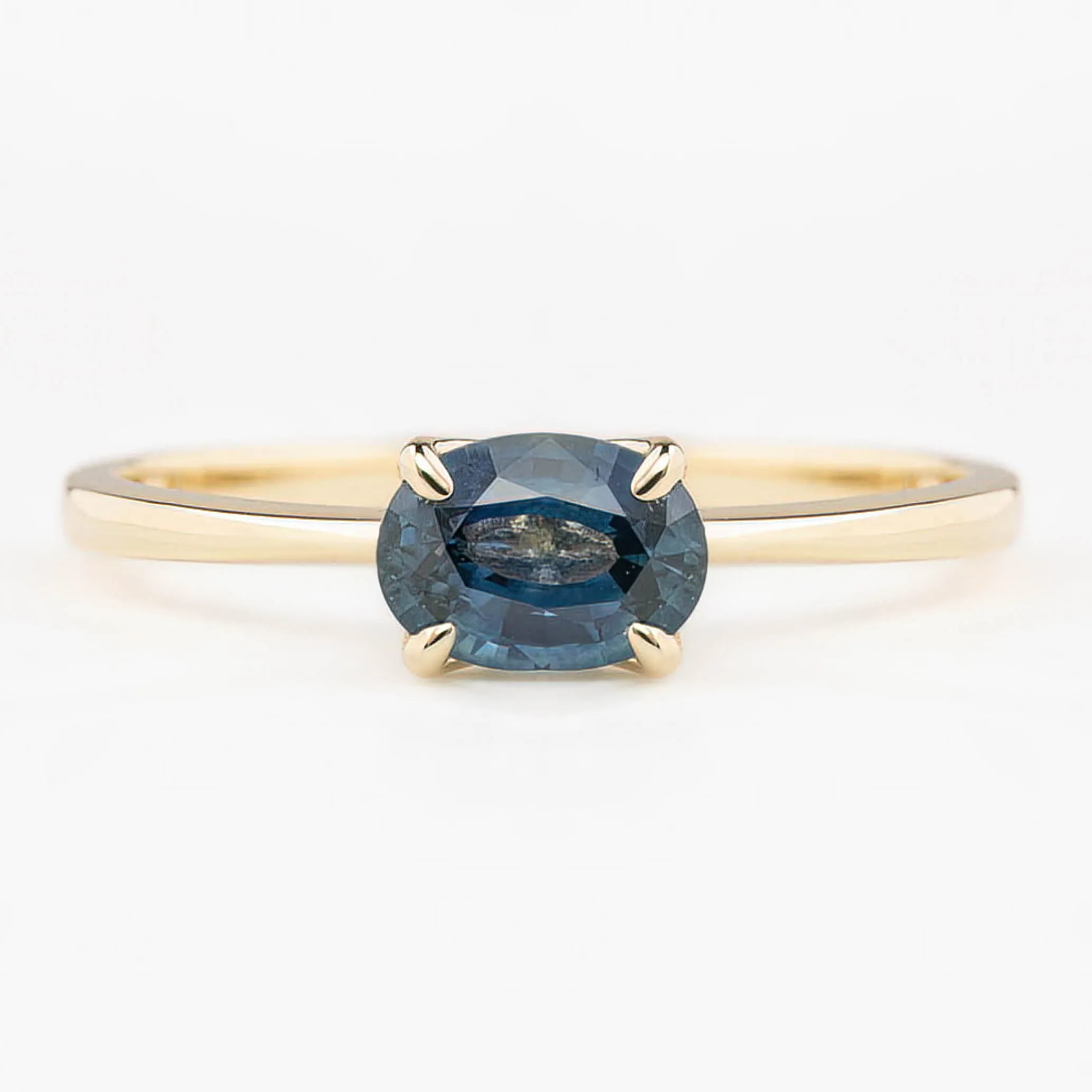 Sara Ring 0.86ct Teal Blue Oval Montana Sapphire, 14K Yellow Gold (One of a kind)