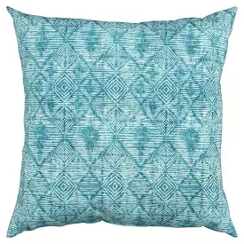 Set of Two 22 X 22 Teal Blue Indoor Outdoor Throw Pillow Cover & Insert